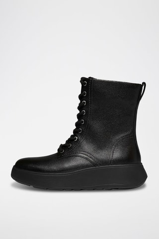 Platform Leren Boots F-Mode Leather Lace-Up Flatform - Zwart