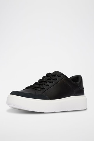Leren Platform Sneakers - Zwart
