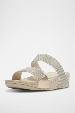 Leren Platform Sandalen Lulu Shimmerglitz - Beige