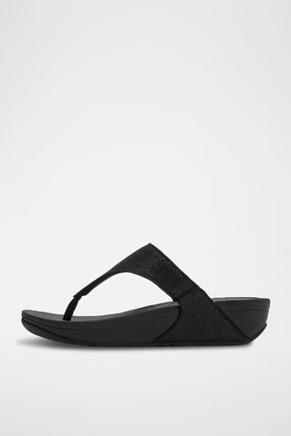 Leren Sandalen Met Sleehak Lulu Shimmerglitz - Zwart