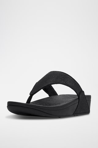 Leren Sandalen Met Sleehak Lulu Shimmerglitz - Zwart