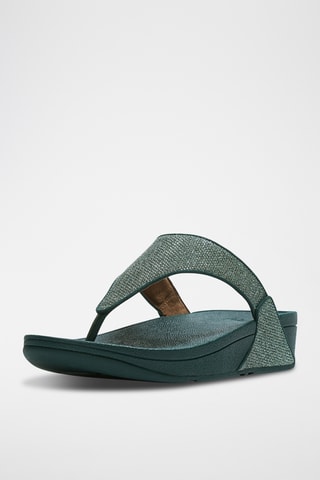 Leren Sandalen Met Sleehak Lulu Shimmerglitz - Groen