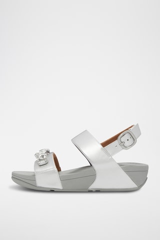 Leren Sandalen Met Sleehak Lulu Ultra-Jewel - Zilverkleurig