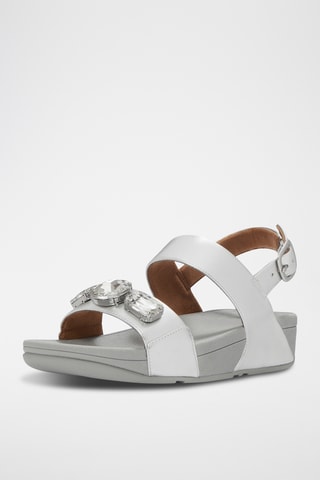 Leren Sandalen Met Sleehak Lulu Ultra-Jewel - Zilverkleurig