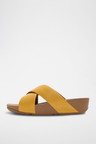 Leren Muiltjes met Sleehak Lulu Cross Slide - Geel