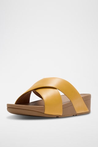 Leren Muiltjes met Sleehak Lulu Cross Slide - Geel