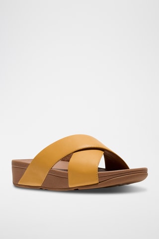 Leren Muiltjes met Sleehak Lulu Cross Slide - Geel