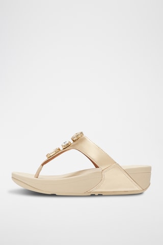 Leren Sandalen Met Sleehak Lulu Ultra-Jewel - Beige