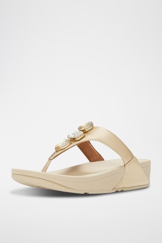 Leren Sandalen Met Sleehak Lulu Ultra-Jewel - Beige