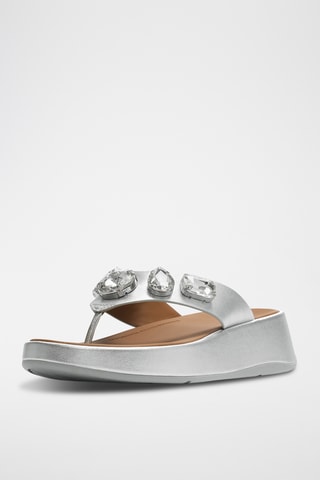 Leren Sandalen F-Mode - Zilverkleurig