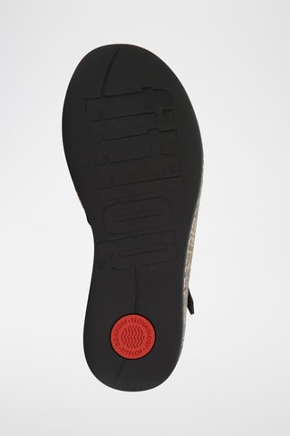 Leren Sandalen met Sleehak Graphic-Weave - Zwart