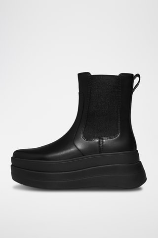Leren Platform Chelsea Boots F-Mode - Zwart