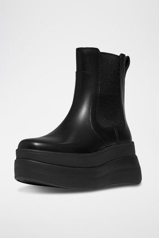 Leren Platform Chelsea Boots F-Mode - Zwart