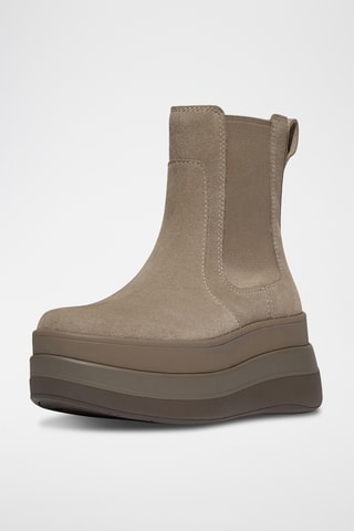 Leren Platform Chelsea Boots F-Mode - Taupe