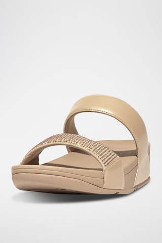 Leren Muiltjes met Sleehak Lulu Slide - Beige