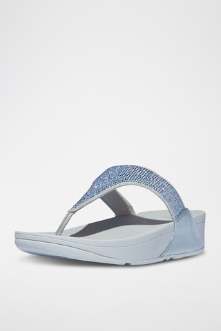 Leren Sandalen Met Sleehak Lulu Toepost - Zilverkleurig