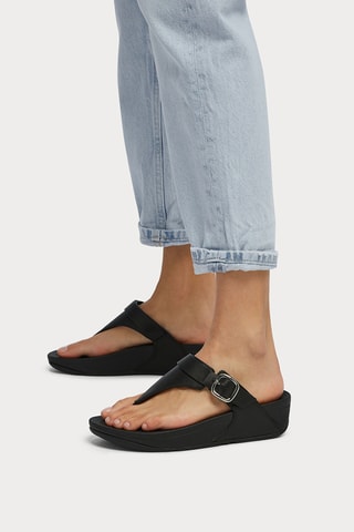 Leren Sandalen Met Sleehak Lulu Toepost - Zwart