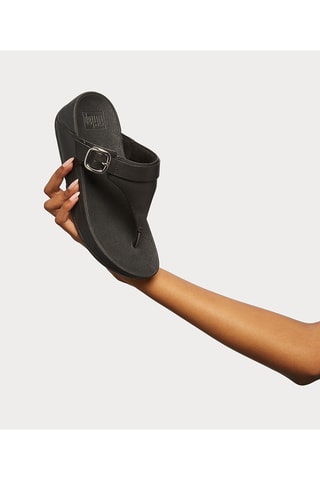 Leren Sandalen Met Sleehak Lulu Toepost - Zwart