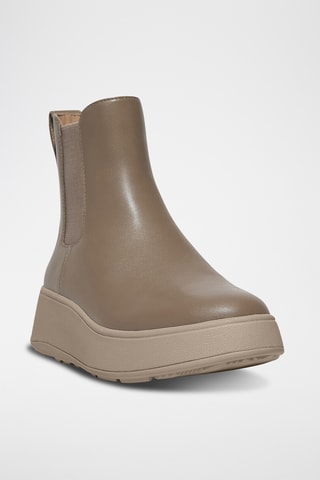 Leren Platform Enkellaarzen F-Mode - Beige