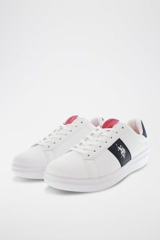 Baskets en cuir George - Blanc et bleu