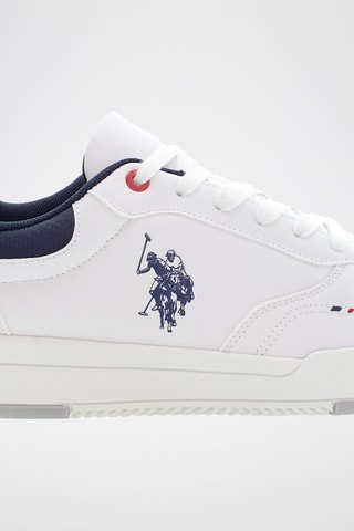 Baskets en cuir Steve - Blanc et bleu