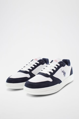 Baskets en cuir Steve - Blanc et bleu