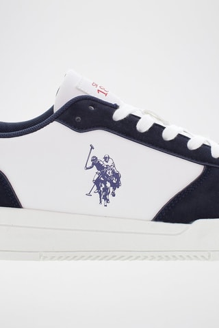 Baskets en cuir Steve - Blanc et bleu