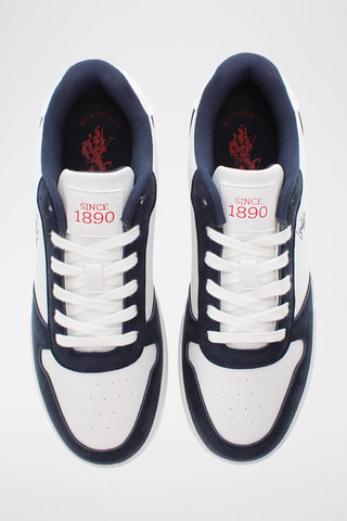 Baskets en cuir Steve - Blanc et bleu