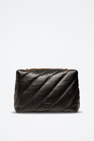 Sac bandoulière en cuir de mouton Love Puff - Noir