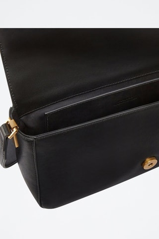 Sac bandoulière en cuir de veau Modello Love - Noir et doré