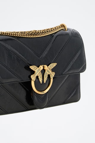 Sac porté épaule en cuir Love Birds - Noir