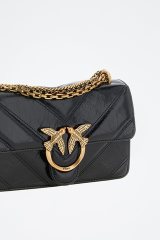 Bandolera de piel Love Birds - Negro