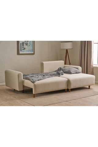 Canapé 3 places convertible d'angle droit en sapin  Mane Right - Crème - En tissu