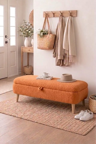 Banc-coffre Rena - Orange - Tissu bouclette