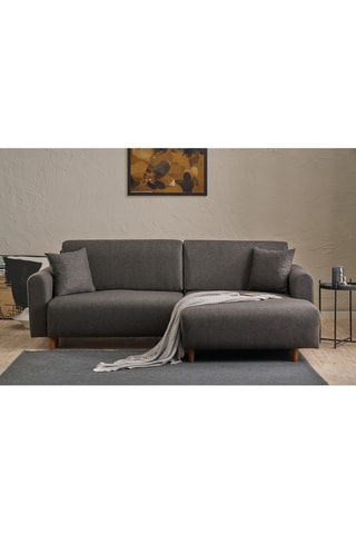 Canapé convertible d'angle droit 3 places Mane Right - Anthracite - En tissu