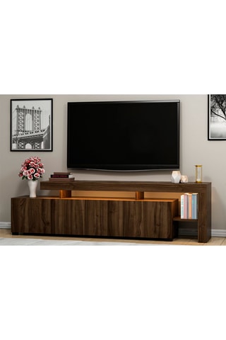 Meuble TV 2 portes et abattant Beliz - 192 x 53 x 37 cm