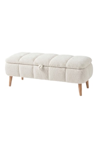 Banc coffre Sara - Blanc cassé - Tissu bouclette