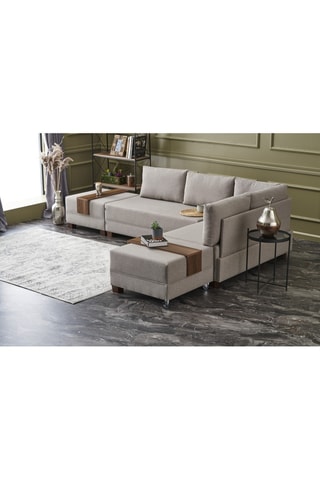 Canapé 4 places d'angle droit convertible  Fly Right - Crème - En tissu