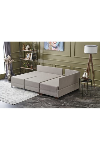 Canapé 4 places d'angle droit convertible  Fly Right - Crème - En tissu