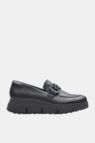 Leren Mocassins met Sleehak Loriini Izzy - Zwart