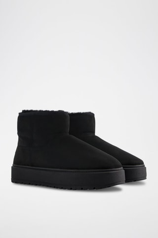 Gevoerde Platform Boots - Zwart