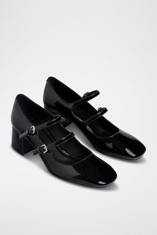 Leren Mary Janes met hak - Zwart