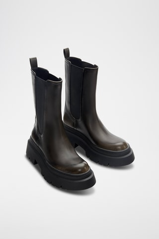 Bottines Chelsea plateformes - Kaki