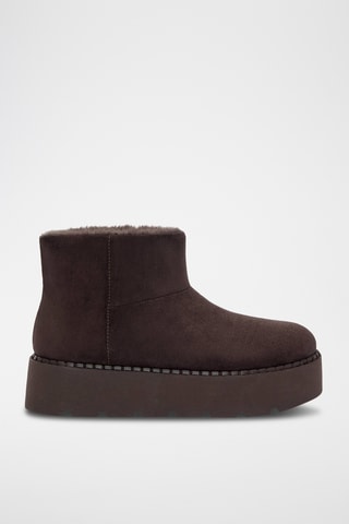 Bottines plateformes fourrées - Marron