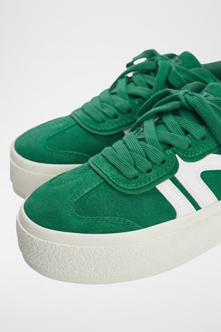 Baskets plateformes en nubuck - Vert foncé