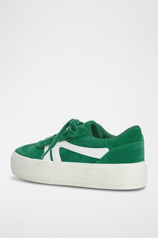 Baskets plateformes en nubuck - Vert foncé