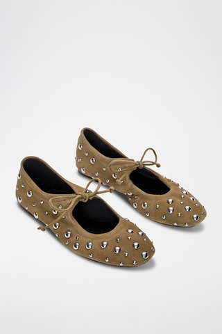 Nubuck Mary Janes - Donkergroen Pull & Bear