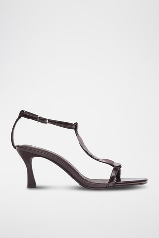 Gelakte Sandalen met Hak - Donkerbruin - Pull & Bear