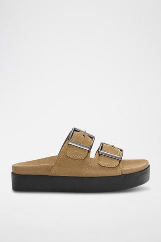 Mules en nubuck - Marron clair