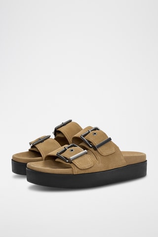 Mules en nubuck - Marron clair